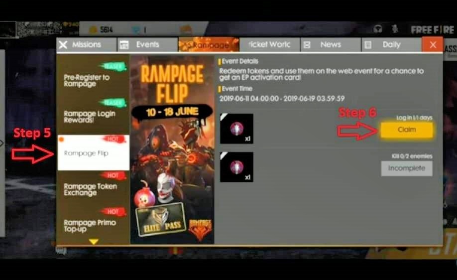 Garena Free Fire New Event Rampage Flip To Get Free S13 Elite Pass Mobile Mode Gaming