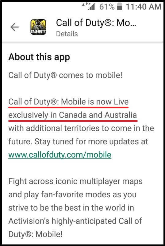 Call of Duty Mobile Beta To be released in Canada and Australia