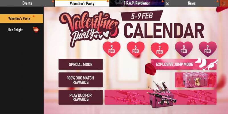 Free Fire Valentine S Party Event Complete Details Mobile Mode Gaming