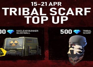 Free Fire: Tribal Scarf Top-Up Event - Get Tribal Scarf and Nuclear Bunker Gloowall Skin