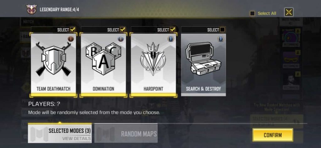 Now You Can Select Game Modes in Call of Duty Mobile Ranked Matches