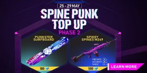 Free Fire Spine Punk Top-Up Event - Get Punkster Surfboard & M249 Spikey Spine Skin