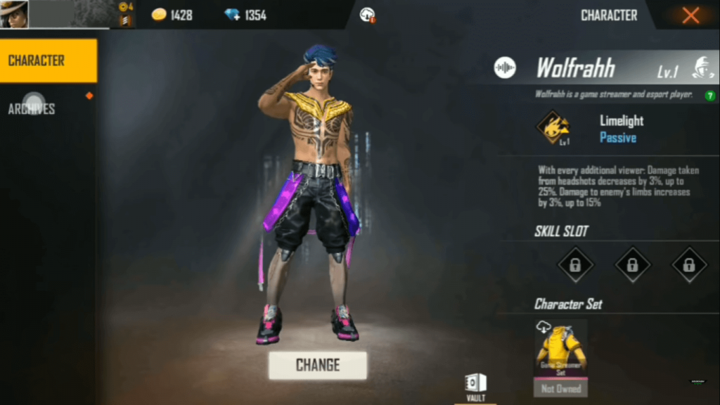 Free Fire Wolfrahh Character Is Free For All Users