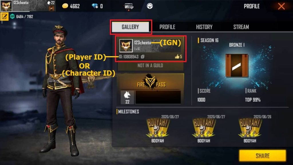 How To Find Free Fire Player ID / Charater ID And IGN?