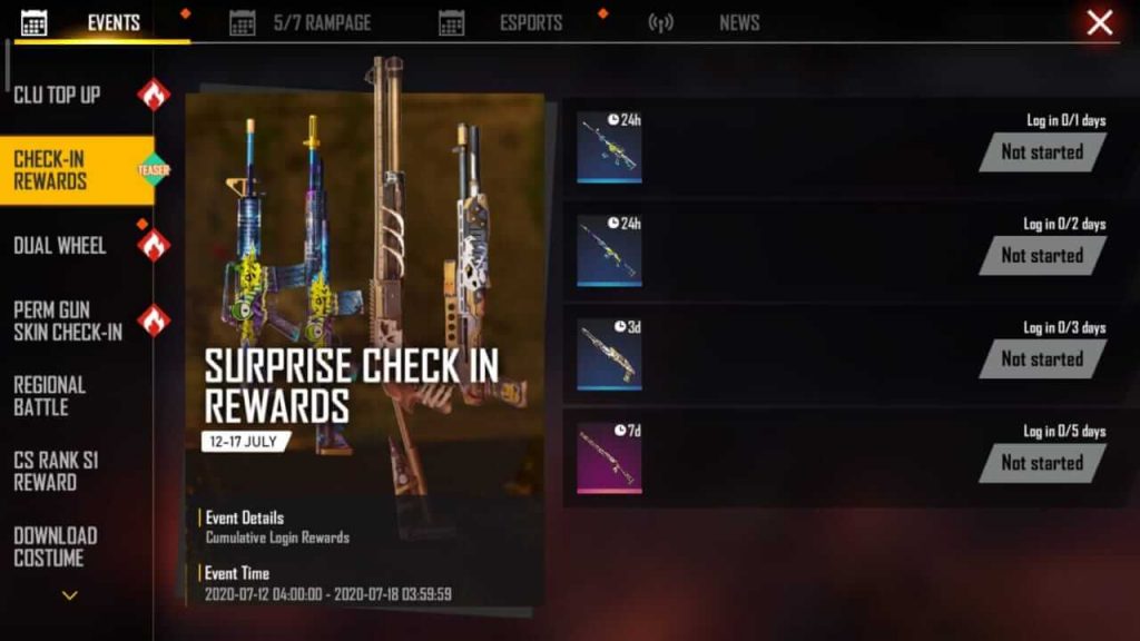 Free Fire Giving Away 4 Legendary Gun Skin Trials As Check ...