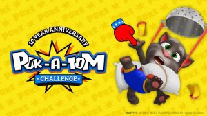 Talking Tom celebrating the 10th anniversary with a challenge