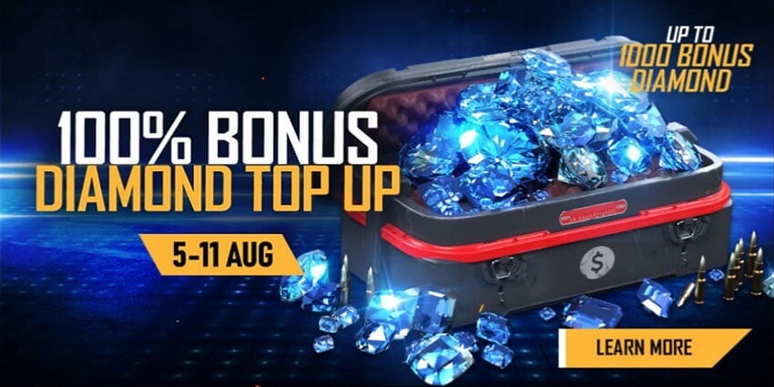 Free Fire Giving Away 100 Top Up Bonus Double Diamonds Up To 1000 Diamonds Mobile Mode Gaming