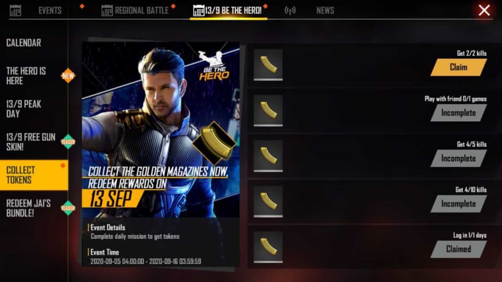 Free Fire '13/9 Be The Hero' Event Complete Details: Free Fire Jai Character and Bundle, Free AK Justice Fighter & Much More