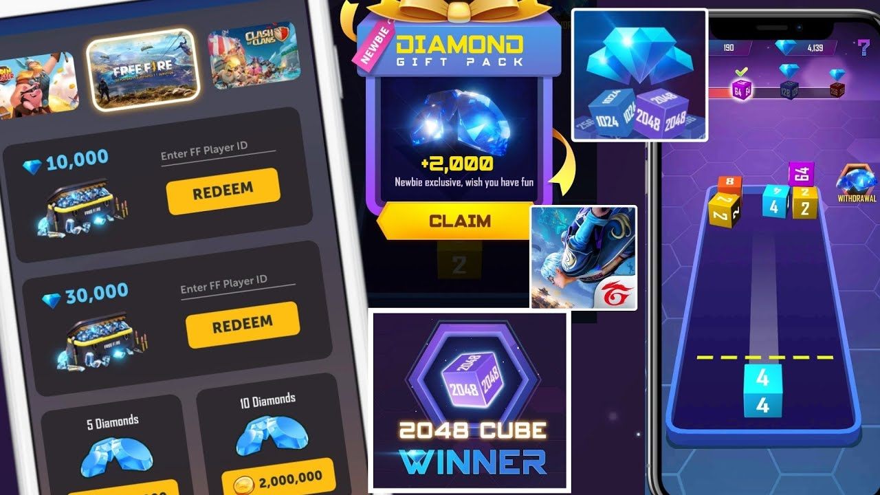 Earn Diamonds in 2048 Cube Winner